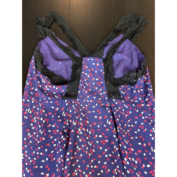 Koche Collective Slip Dress Purple Polka Dot Black Lace Size 40 US 8 - Picture 12 of 13